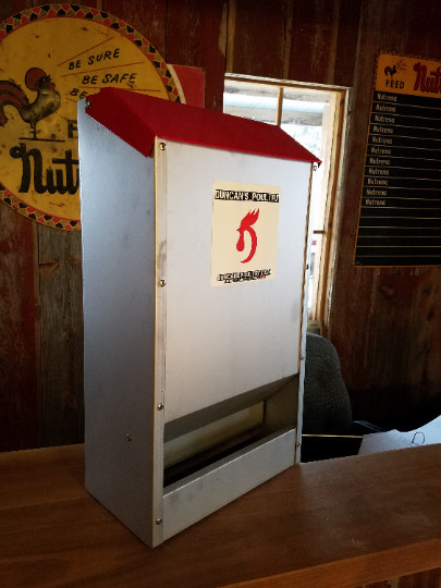 Duncan’s Poultry 50 LB High Capacity Chicken Wall Feeder Hinged Lid Made in USA