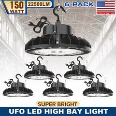 6 Pack 150W UFO Led High Bay Light Industrial Commercial Factory Warehouse Light