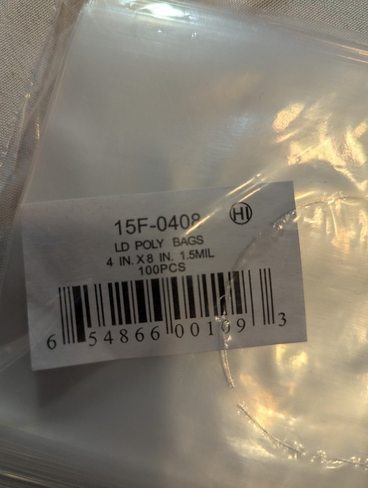 1.5-Mil Clear Poly Bags Flat Open Top Plastic Packaging Packing 4 x 8 in -100pc