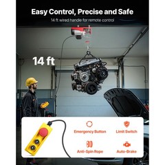 Uimoso Electric Hoist 1760lbs Crane Winch with Wired Remote Control 1450W 110V