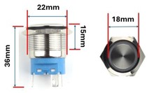 22mm 12V LED ON OFF Push Button Power Switch Latching/Momentary with Wire Socket
