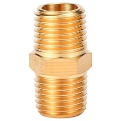 4 pcs Solid Brass Pipe Fitting, Hex Nipple, 1/4″ x 1/4″ NPT Male Pipe Adapter