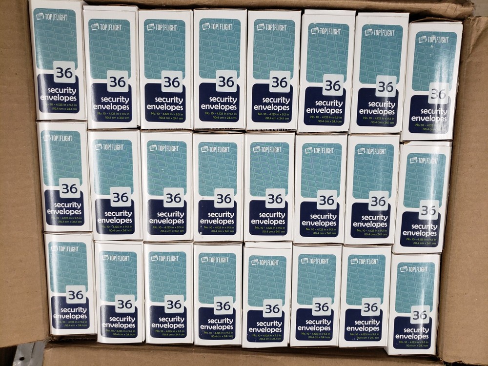 Cs/24 Top Flight #10 Security Envelopes 4.125 x 9.5 Box of 36 (864 Total)