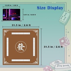Mahjong Mat, 31.5 in x 31.5 in Mahjong Table Mat for Tile Game, Anti Slip and…