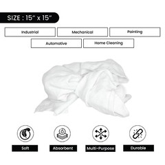 White Fleece 100% Cotton Cleaning Rags – 25 lbs. box – Multipurpose Cleaning