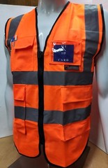 Class II Hi Visibility Reflective Orange Safety Vest with ID POCKET