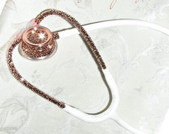 Bling Rose Gold White Stethoscope AUSTRIAN CRYSTALS Custom Bedazzled MDF MD One