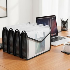 PercyEffie 7 PCS Plastic Expanding File Folder Black Transparent