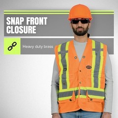 Pioneer Hi Vis Men’s Engineer Style Surveyor’s Safety Vest – Orange/Yellow – 2XL