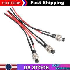 Mini 12V Push Button Switch Momentary ON OFF N/O SPST Pre-Wired 3 Pack Set