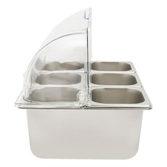Party Fruit Seafood Buffet Tray Ice Food Serving Display Tray w/ Roll Top Cove