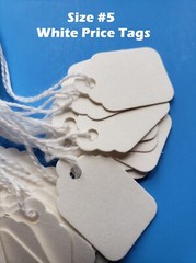 Blank White Price Tags Size #5 String Strung Jewelry Merchandise 1 1/8″ x 1 3/4″