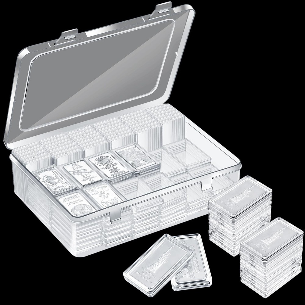 Batiyeer 100 Pcs 1 oz Silver Bar Case Holder 2.16 x 1.37 x 2.4 inches,