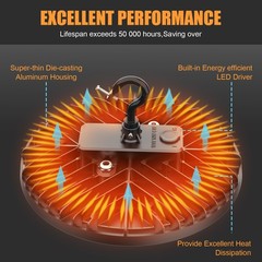 150W LED UFO High Bay Lights 3000K/4000K/5000K Adjustable Commercial Shop Lights