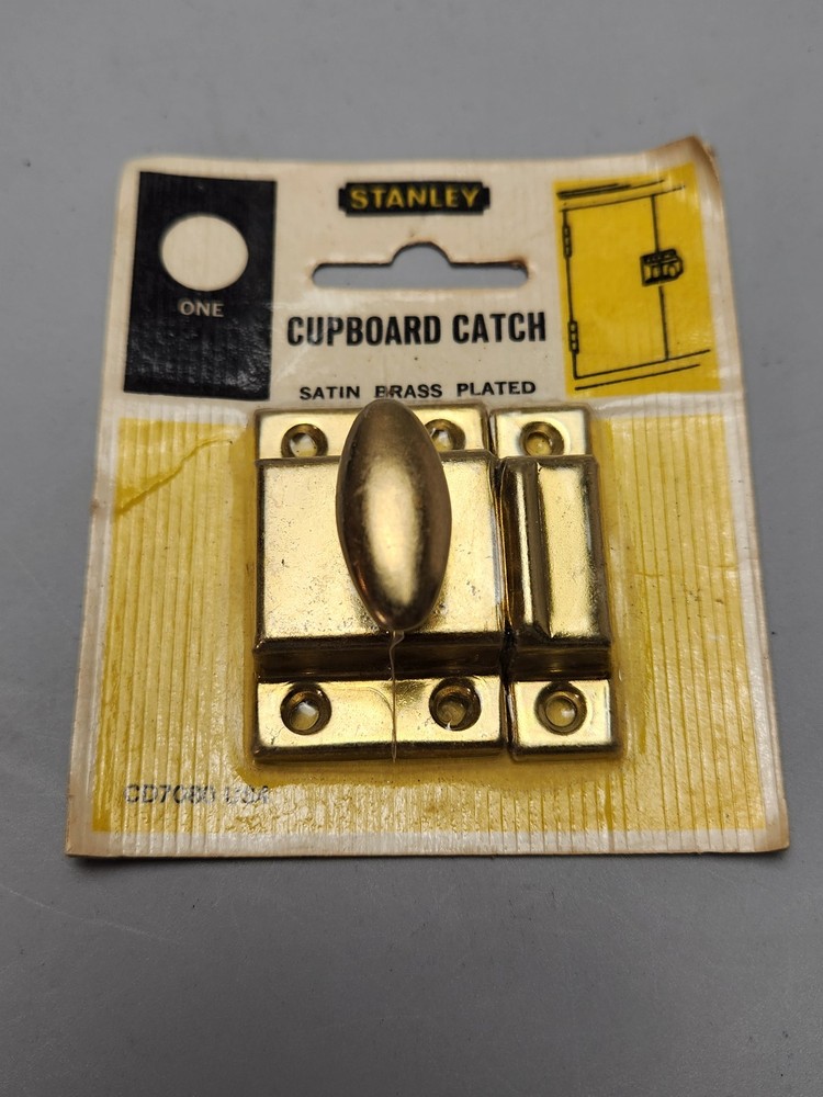 Vintage Stanley CD7080 US4 Cupboard Catch Satin Brass Plated Spring Latch New