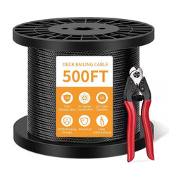 6.1 In. H X 7.9 In. W Black T316 500 Ft. Metal 1/8 In. Cable Wire Rope with Cutt