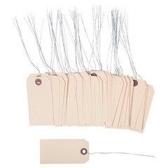 1000- 4 1/4″ x 2 1/8″ Size 4 Manila Inventory Shipping Hang Tags with Wire 13 Pt
