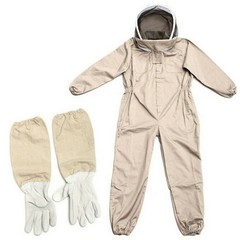 XXL Full Body Ventilated Beekeeping Suit Veil Hood Protective Bee Jacket Gloves