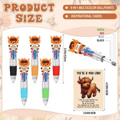 25 Sets Highland Cow Back to School Gifts Multicolor Pens 4-in-1 with Support…