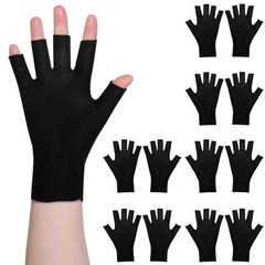 6pairs Cotton Fingerless Gloves Black Hand Moisturizing Gloves Overnight Slee…