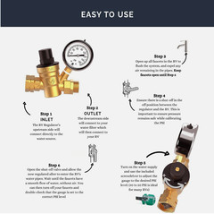 Morvat Adjustable Lead-Free Brass RV Water Pressure Regulator with Oil Gauge