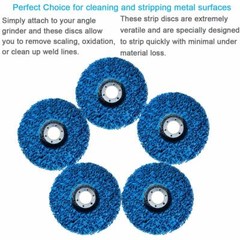 5PCS 4-1/2″ x7/8″ Blue Poly Strip Clean Disc Paint Stripping Rust Removal Wheels