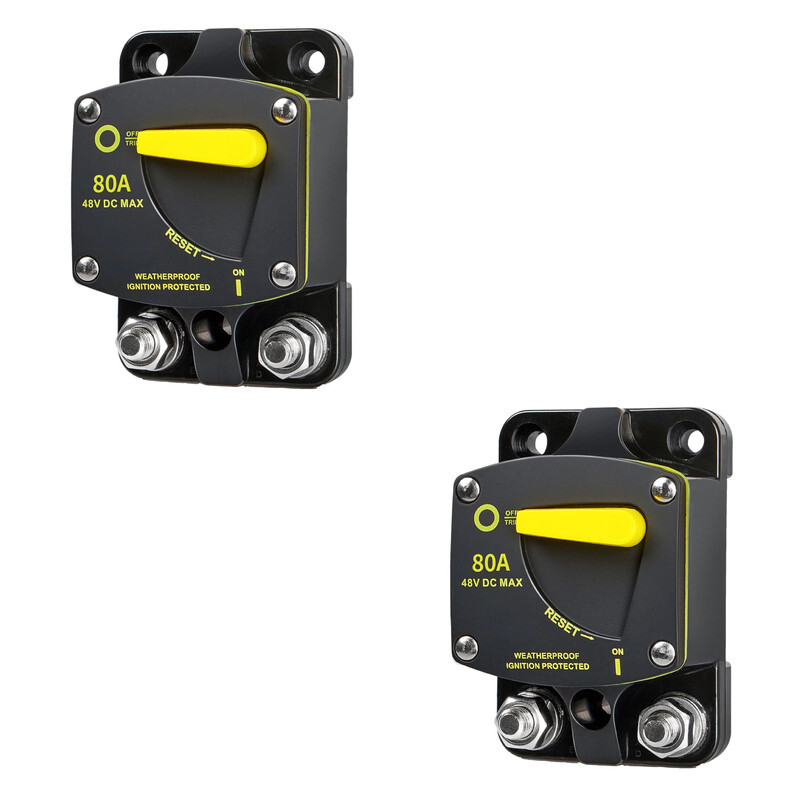 Rayne’s World 2 PACK 80 Amp Heavy Duty Circuit Breaker Manual Reset DC 12-48V…