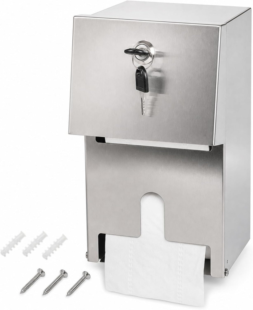 Commercial Double Rolls Toilet Paper Dispenser Holder,Heavy Duty Stainless Steel