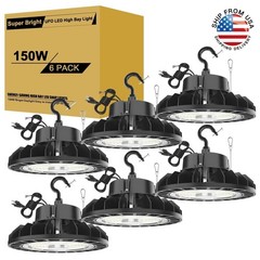 6 Pack 150W UFO Led High Bay Light Industrial Commercial Factory Warehouse Light