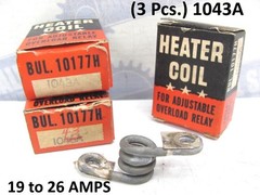 (3 Pc) CUTLER-HAMMER – 1043A – OVERLOAD HEATER COIL for Adj 19 to 26 AMP – H1043