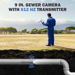 9″ Self-Leveling Sewer Camera w 512Hz Locator 295ft/90m Meter Counter 720P 32GB