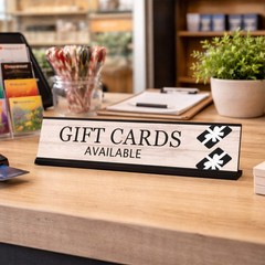 Signs ByLITA Gift Cards Available Graphic Black Frame, Desk Sign (2×8″)
