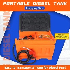 48 Gallon 10 GPM Portable Fuel Tanks with 12V DC Electric Transfer Pump Orange
