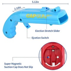 Bottle Opener with Cap Launcher – Funny Shooting Gun for Parties, L, Red-Blue