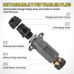 Conector de remolque de 7 pines para autocaravana con sello impermeable IP68, co