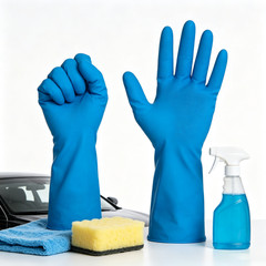 Heavy Duty 14mil Latex Gloves 12″ Long Cuff Powder Free Industrial Blue Diamond