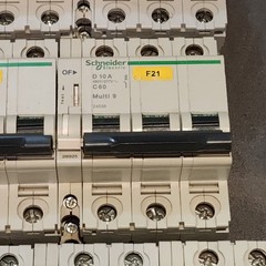 Lot of 29 Schneider Multi-9 Breakers C 60 – D20A, D10A, D25A, D2A, D6A, D4A, C2A