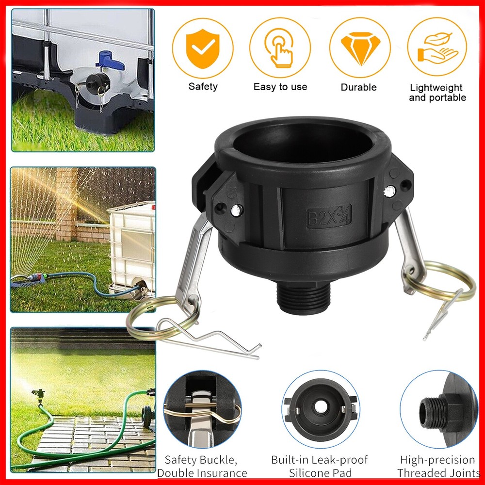 275 330 Gallon IBC Tote Water Tank Drain Adapter 2″Cam Lock for Garden Hose 3/4″