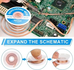 3Pcs Solder Wick Braid Kit with Flux, Low Residue Desoldering Wire 10ft Each USA
