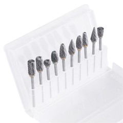 10x 1/4 Double-Cut Tungsten Steel Carbide Rotary Tool Burr Die Grinder Shank Bit