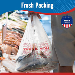 1000 Count Thank You Plastic Bags 12 X 6.5 X 21 White T-Shirt Grocery Bulk