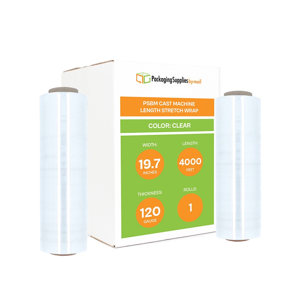 1 Roll Clear 19.7 in x 4000 ft x 120 Gauge Cast Hand Machine Stretch Wrap