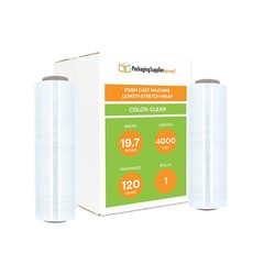 1 Roll Clear 19.7 in x 4000 ft x 120 Gauge Cast Hand Machine Stretch Wrap