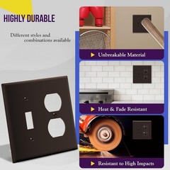 ENERLITES Toggle Light Switch/Duplex Outlet Wall Plate, Brown, 2-Gang