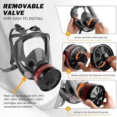 Full Face Respirator Gas Mask w/ Filters -2PCS 40mm Activated Carbon Filter 6800