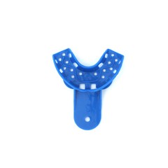 2PCS Dental Impression Trays Blue Plastic Perforated Set Upper / Lower S/M/L/XL