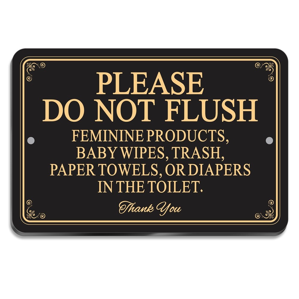 Please Do Not Flush Sign – 6×4 Inch Acrylic Bathroom Sign Waterproof & Durabl…