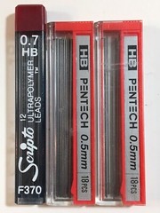 One Scripto Ultrapolymer 0.7 HB Lead Reflls & Two Pentech 0.5 HB Lead Refills