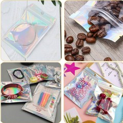 Holographic Mylar Foil Bags Smell Proof Food Storage Zip Seal Pouches Candy Bag
