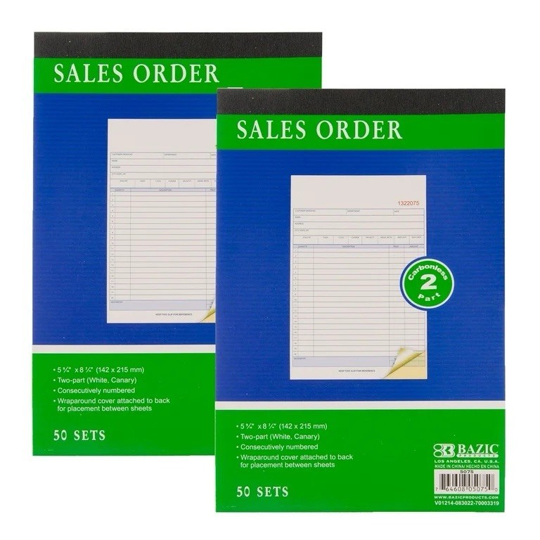 BAZIC Sales Order Book, 50 Sets 5 9/16″x8 7/16″ 2-Part Carbonless, 2-PACK